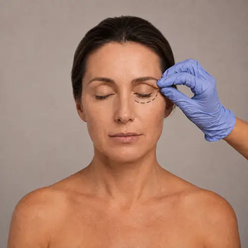 Avaliação médica da região das pálpebras em consulta