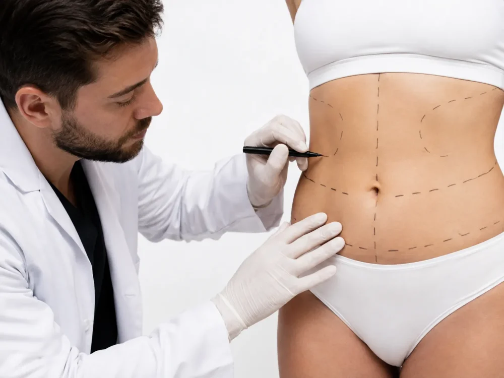 Planejamento cirúrgico de contorno abdominal.