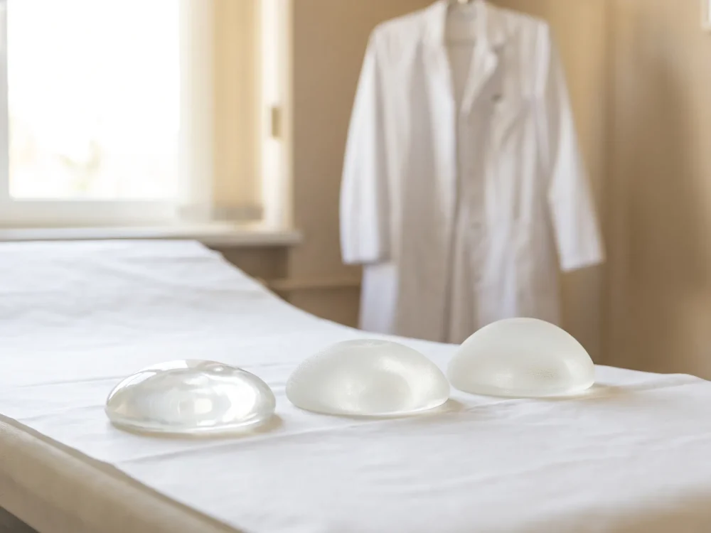 Implantes de silicone de perfis diferentes.