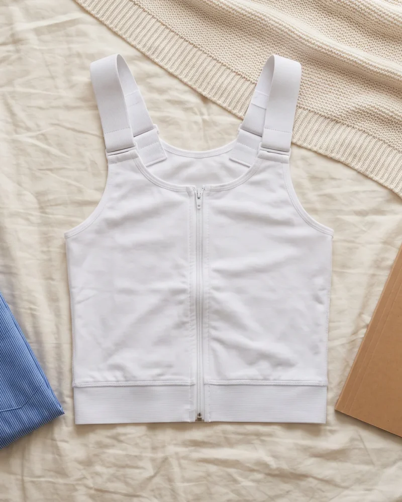 Malha compressiva masculina e itens de preparo.
