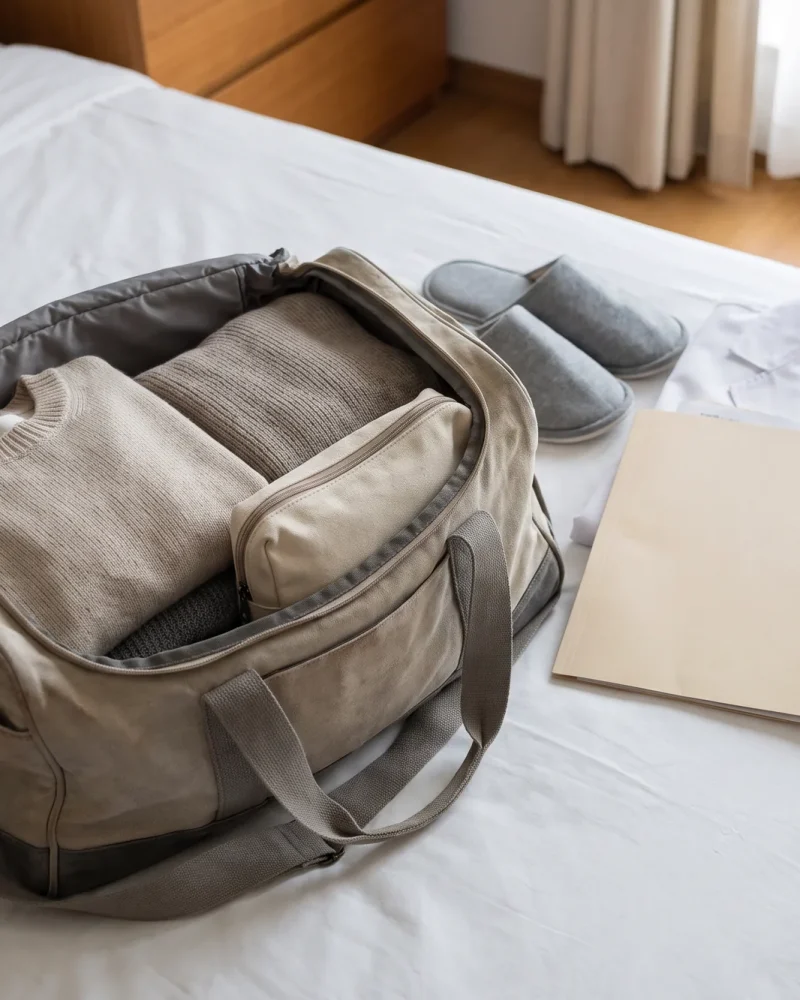 Bolsa preparada para o dia da cirurgia.